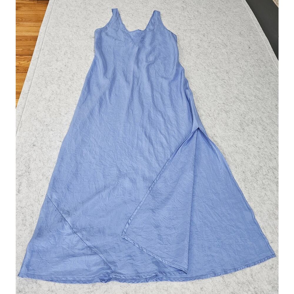 Vintage Victoria Secret 100% Silk Long Slip Gown, Dress, Embroidered Neck  Sz L - Picture 6 of 11